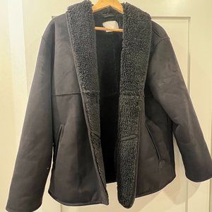 Black Wilfred Free Faux Suede Sherpa Lined Coat